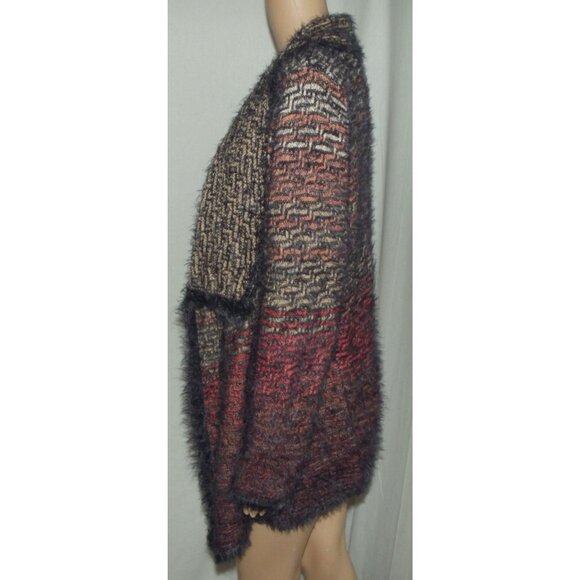 Nic+Zoe Cardigan Sweater Womens Large Artzy Open Front Drape Shawl Eyelash Fuzzy - Picture 8 of 12